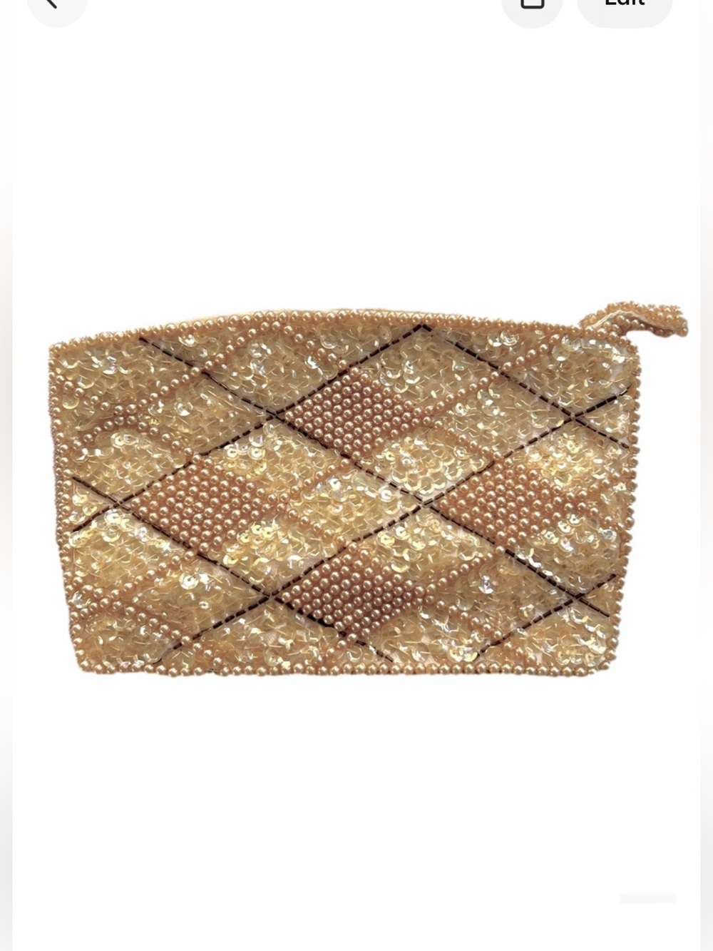 La Regale Product Vintage Sequin Beaded Pearl Clutch Mini Purse Japan